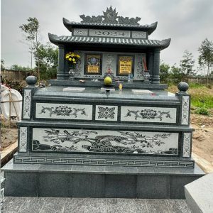 Mộ Đôi Đá Xanh Rêu Mẫu 2 – Sản Phẩm Chạm Khắc Cao Cấp