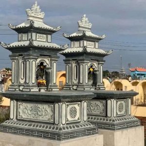 Mộ Đá Xanh Rêu 2 Mái Mẫu 4 – Sản phẩm của Đá Tâm Phúc