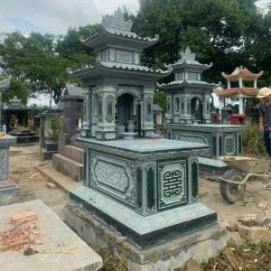 Mộ 2 Mái Đá Xanh Rêu Mẫu 3 – Sản phẩm chất lượng từ Đá Tâm Phúc