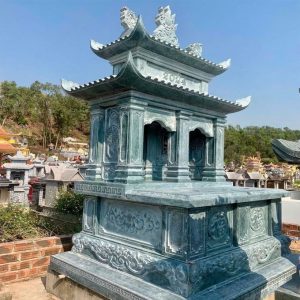 Mộ Đôi Đá Xanh Rêu Mẫu 5 – Sang Trọng & Bền Vững